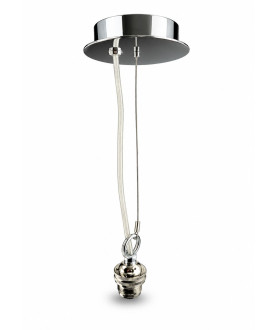 Polished Chrome Pendant Complete with Clear Flex, Ceiling Plate and Bulb Holder 