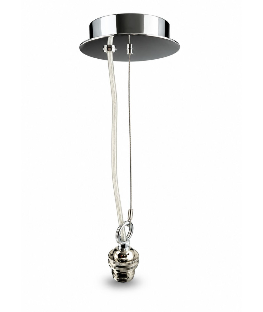 Polished Chrome Pendant Complete with Clear Flex, Ceiling Plate and Bulb Holder Polished Chrome Pendant Complete with Clear Flex, Ceiling Plate and Bulb Holder