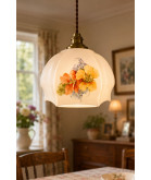 Vintage White glass shade with Floral Pattern (Shade only or Pendant) Vintage White glass shade with Floral Pattern (Shade only or Pendant)