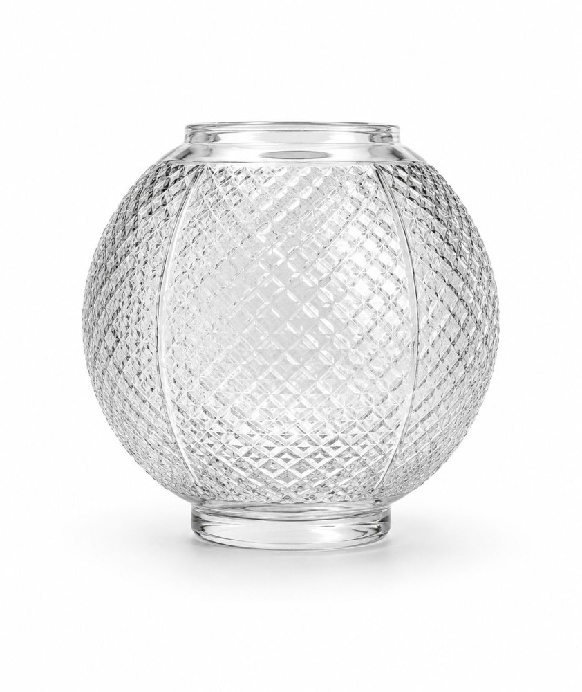 Hobnail Cut Glass Oil Lamp Shade with 100mm Base Hobnail Cut Glass Oil Lamp Shade with 100mm Base