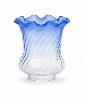100mm Base Superior Blue Tipped Glass Tulip Oil Lamp Shade 100mm Base Superior Blue Tipped Glass Tulip Oil Lamp Shade