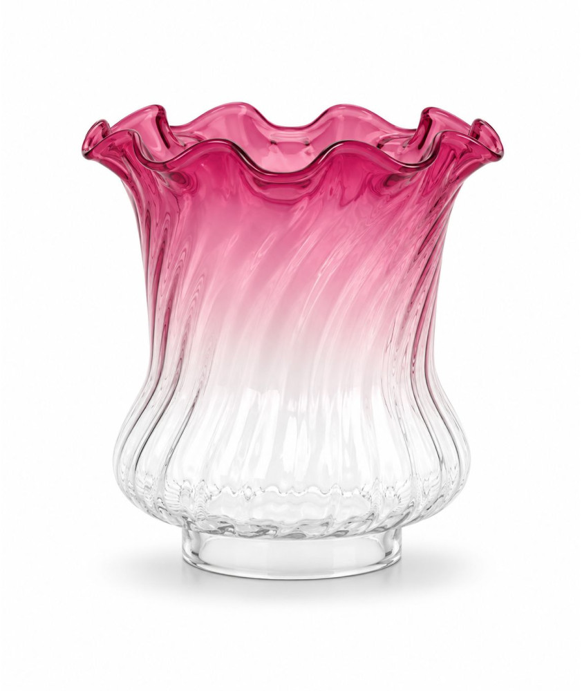 100mm Base Cranberry to Clear Tulip Oil Lamp Shade 100mm Base Cranberry to Clear Tulip Oil Lamp Shade