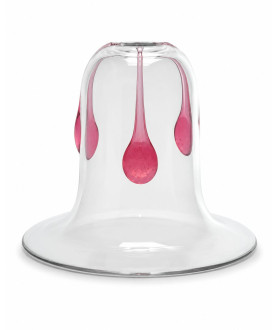 Art Deco Clear Bell Light shade with Red Drip and 28mm Fitter Hole Art Deco Clear Bell Light shade with Red Drip and 28mm Fitter Hole