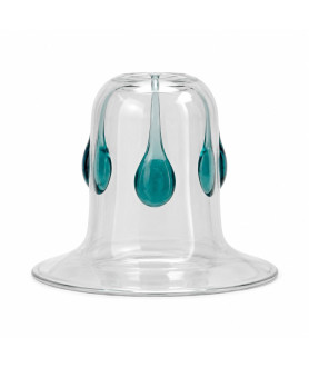 Art Deco Clear and Blue Bell Drip Light Shade with 28mm Fitter Hole Art Deco Clear and Blue Bell Drip Light Shade with 28mm Fitter Hole