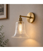 Crystal Cut Bell Light Shade with Basket Weave Pattern and 28mm Fitter Hole (Clear or Frosted)