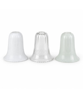 Crystal Cut Bell Light Shade with Basket Weave Pattern and 28mm Fitter Hole (Clear or Frosted)