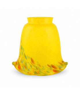 Pate de Verre Yellow Multi Coloured Flecked Tulip Light Shade with 57mm Fitter Neck