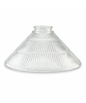 250mm Prismatic Coolie Light Shade with 62mm Fitter Neck (clear or Frosted)  Complete with Brass Gallery