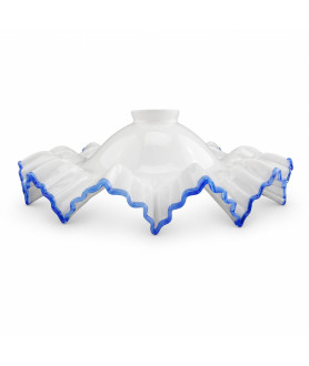 255mm Flat Opal Coolie Light Shade with Blue Rim and 55mm Fitter Neck