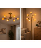 80mm Art Deco  Amber Crackle Globe Light Shade with 40mm Fitter Hole 