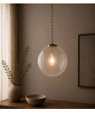 300 mm Bubble‑Textured Clear Globe Shade – 100 mm Fitter Neck