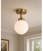 150mm Opal Ribbed Globe Shade with 80mm Fitter Neck