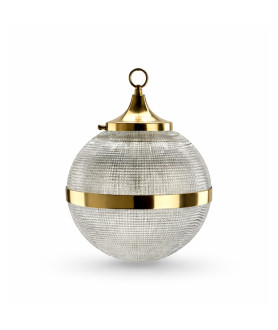 225mm Prismatic Globe Shade with 100mm Fitter Neck with Brass Band & Gallery