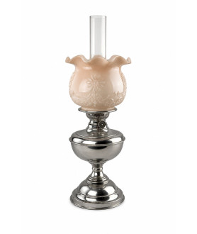 Theodore Oil Lamp with Pink Embossed Tulip Shade