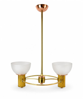 Art Deco  Copper and Brass 2 Arm Pendant  