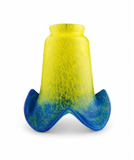 Yellow to Blue Pate de Verre Light Shade with 55-57mm Fitter Neck