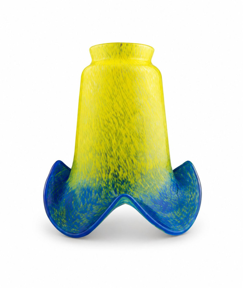 Yellow to Blue Pate de Verre Light Shade with 55-57mm Fitter Neck Yellow to Blue Pate de Verre Light Shade with 55-57mm Fitter Neck