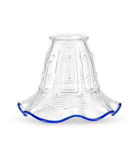 Clear Tulip Light Shade with Blue Frill and 57mm Fitter Neck Clear Tulip Light Shade with Blue Frill and 57mm Fitter Neck