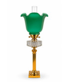 100mm Base Green with Opal Internal Duplex Oil Lamp Shade