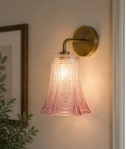 Christopher Wray Etched Tulip Light Shade with Pink Tip and 28mm Fitter Hole