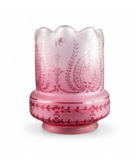 Cranberry to Frosted Patterned Gas Shade with 85mm Base 