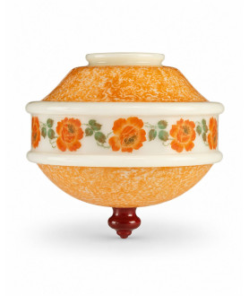 Orange and Opal Floral Patterned Ceiling Light Shade with 100mm Fitter Neck Orange and Opal Floral Patterned Ceiling Light Shade with 100mm Fitter Neck