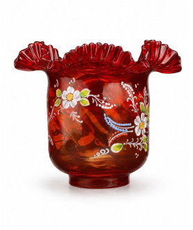 85mm Base Original Red Oil Lamp Shade with Hand Painted Floral Pattern 85mm Base Original Red Oil Lamp Shade with Hand Painted Floral Pattern