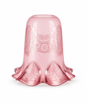 Cranberry Etched Pattern Tulip Light Shade with 30mm Fitter Hole Cranberry Etched Pattern Tulip Light Shade with 30mm Fitter Hole