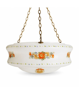 Hanging Bowl Shade with Floral Pattern Complete with fittings Hanging Bowl Shade with Floral Pattern Complete with fittings