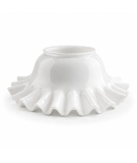 Large Frilled Opal Hanging Oil Lamp Shade with 175mm Fitter Neck