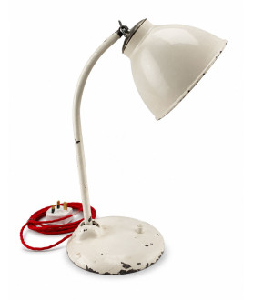 Industrial 50's Cream Table Lamp with Red Cable Industrial 50's Cream Table Lamp with Red Cable