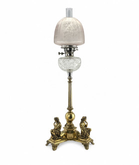 Large Complete Oil Lamp with Figurine Base