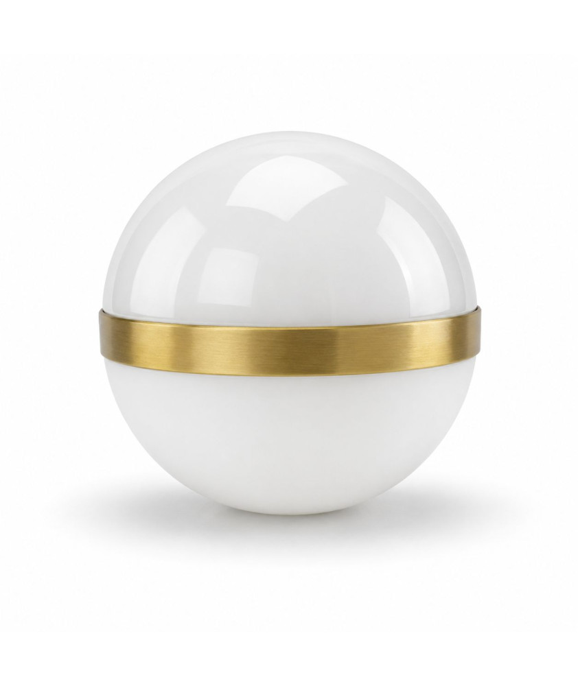200mm Opal Globe with 80mm Fitter Hole and Brass Band 200mm Opal Globe with 80mm Fitter Hole and Brass Band