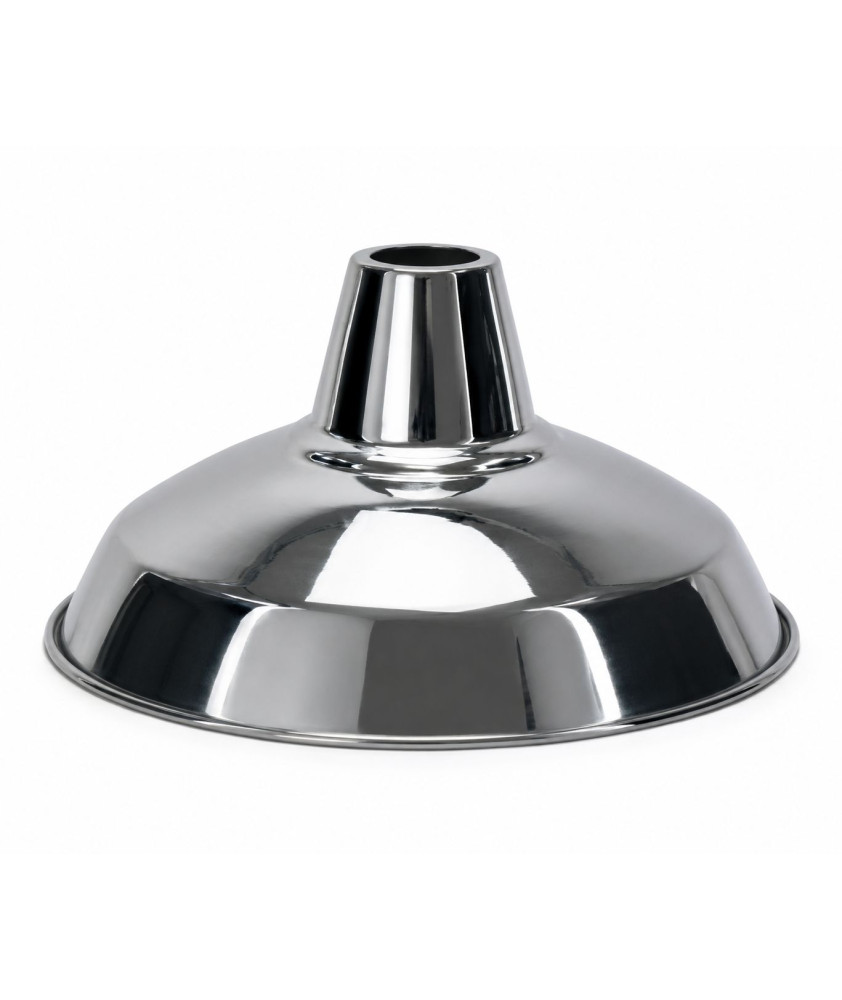 Chrome Metal Coolie Light shade with 42mm Fitter Hole Chrome Metal Coolie Light shade with 42mm Fitter Hole