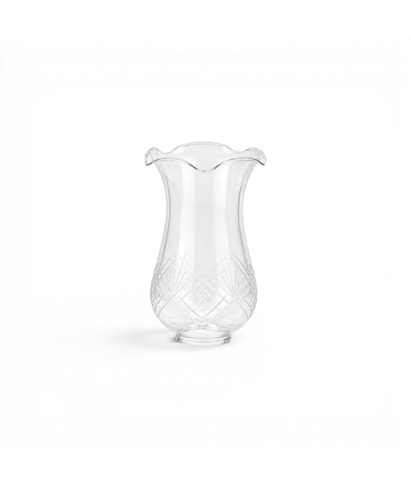 Crystal Cut Hurricane Shade with Wavy Rim and 50mm Base Crystal Cut Hurricane Shade with Wavy Rim and 50mm Base
