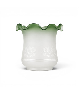Green Tipped Tulip Oil Lamp Shade with 100mm Base