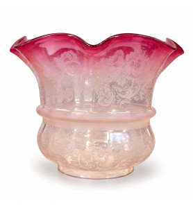 Original Cranberry Victorian Oil Lamp Shade with 100mm Base