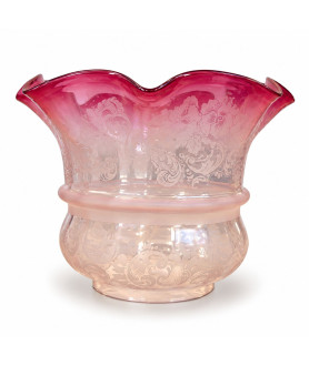 Original Cranberry Victorian Oil Lamp Shade with 100mm Base Original Cranberry Victorian Oil Lamp Shade with 100mm Base