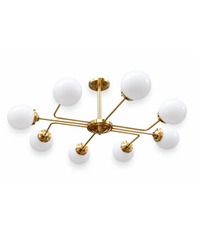 8 Arm Chandelier with Opal Globes