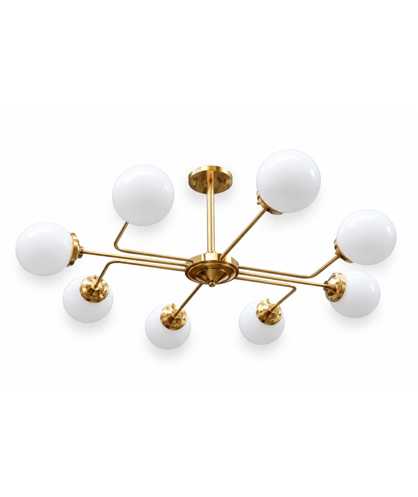 8 Arm Chandelier with Opal Globes 8 Arm Chandelier with Opal Globes