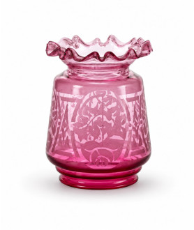 Cranberry Victorian Glass Gas Shade with 80mm Base