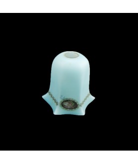 Light Blue Tulip Light Shade with Floral Design and 28mm Fitter Hole