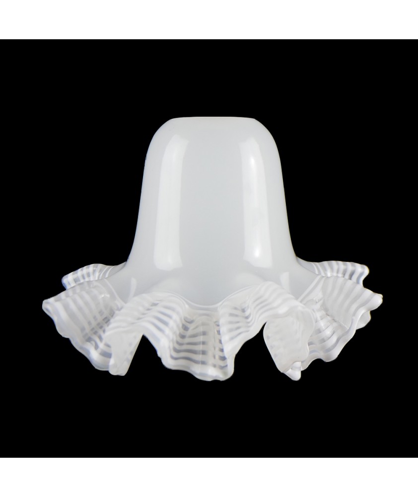Italian Made Opal Bell Shade with Wavy Piped Edges and 30mm Fitter Hole