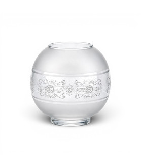 Etched Globe Oil Lamp Shade with Embossed Band and 100mm Base
