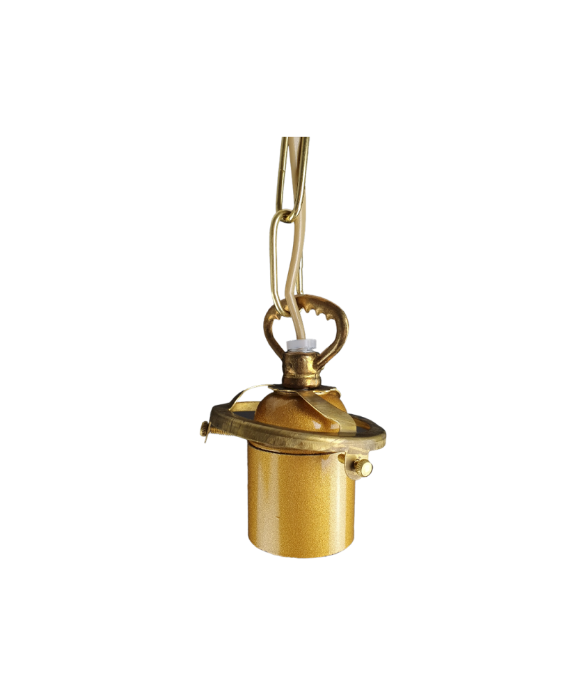 Brass Pendant Complete with Gold Flex, Chain, Ceiling Plate, Bulb Holder and Open 60mm Gallery