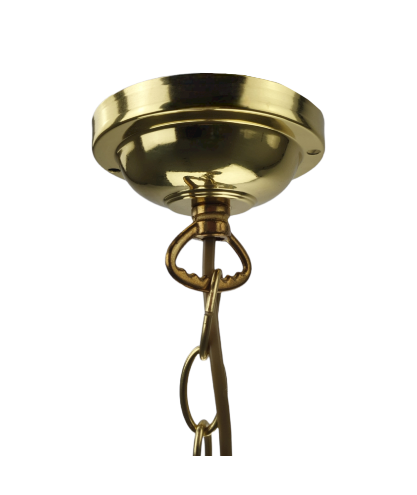 Brass Pendant Complete with Gold Flex, Chain, Ceiling Plate, Bulb Holder and E27 Gallery