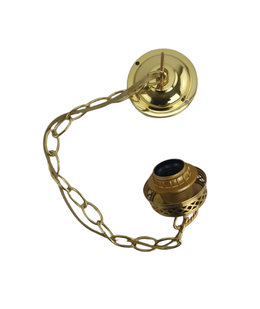 Brass Pendant Complete with Gold Flex, Chain, Ceiling Plate, Bulb Holder and E27 Gallery