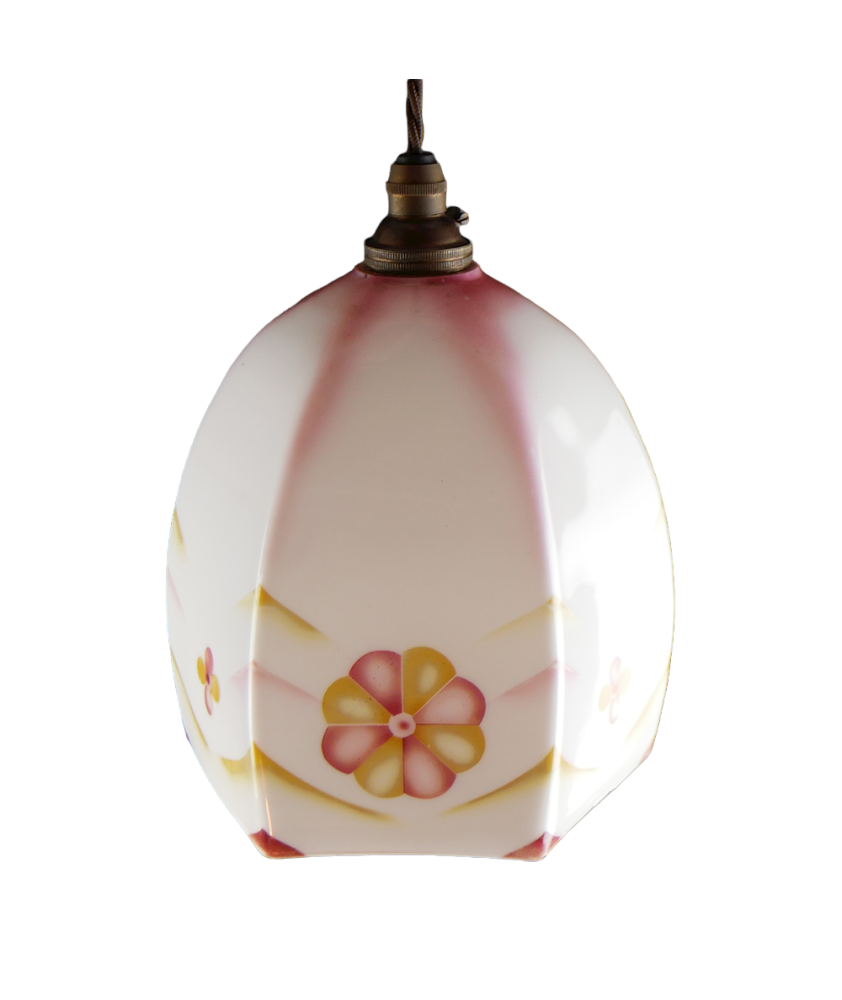 White and Pink Vintage Shade (Shade only or Pendant)