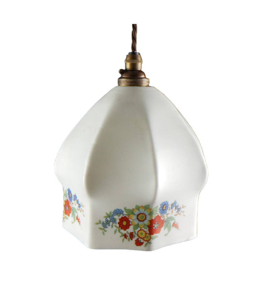 White Flower Patterned Shade (Shade only or Pendant)