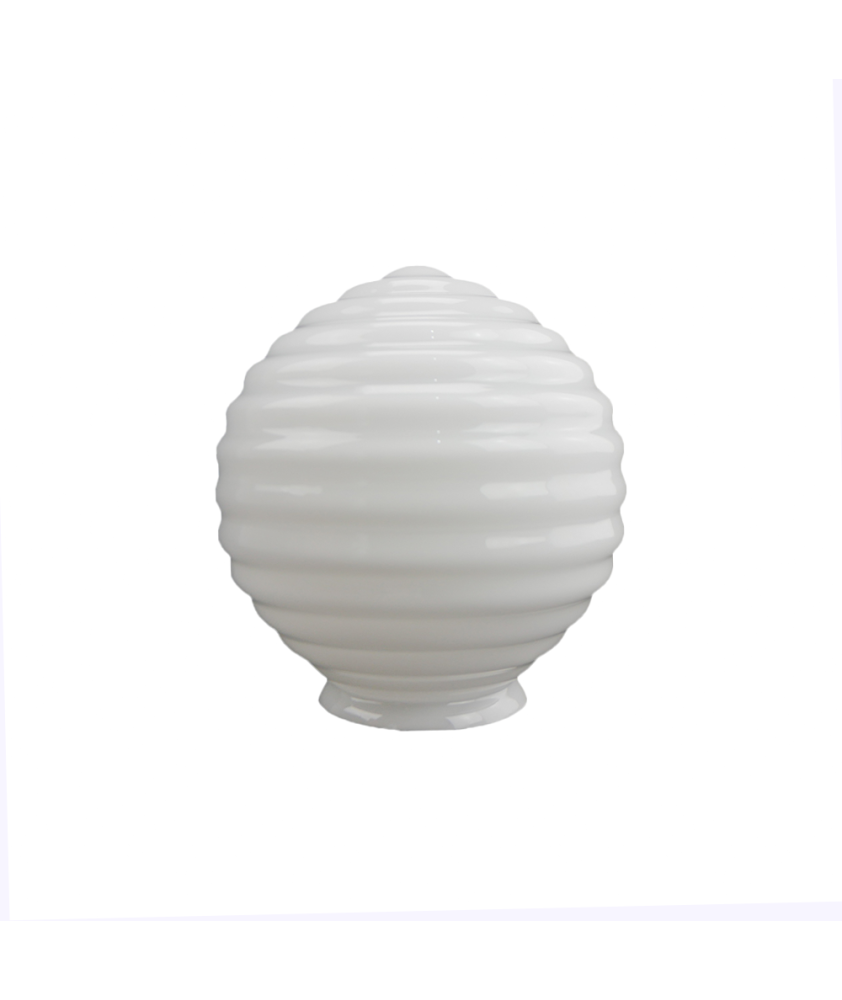 150mm Opal Ribbed Globe Light Shade with 80mm Fitter Neck